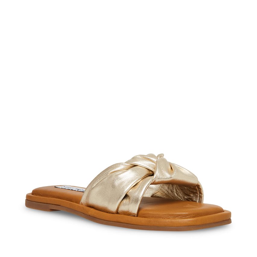 Gold Steve Madden Tatiana Women's Slides | PH 8201XJW